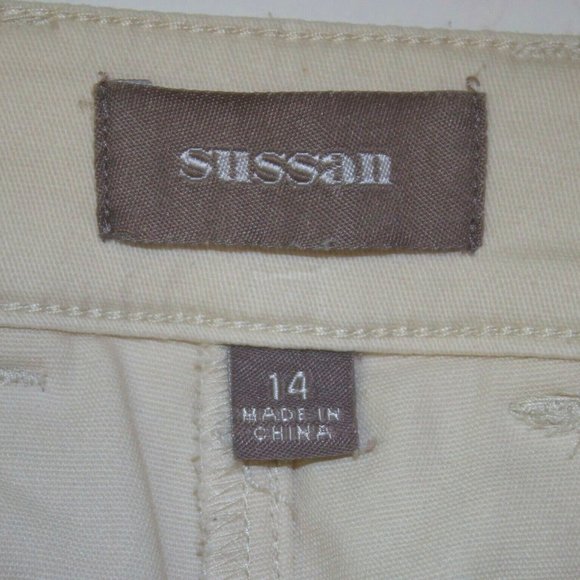 Sussan Trouser Straight Pants Size 14 Creme Mid Rise Stretch Work Wear - Picture 3 of 10